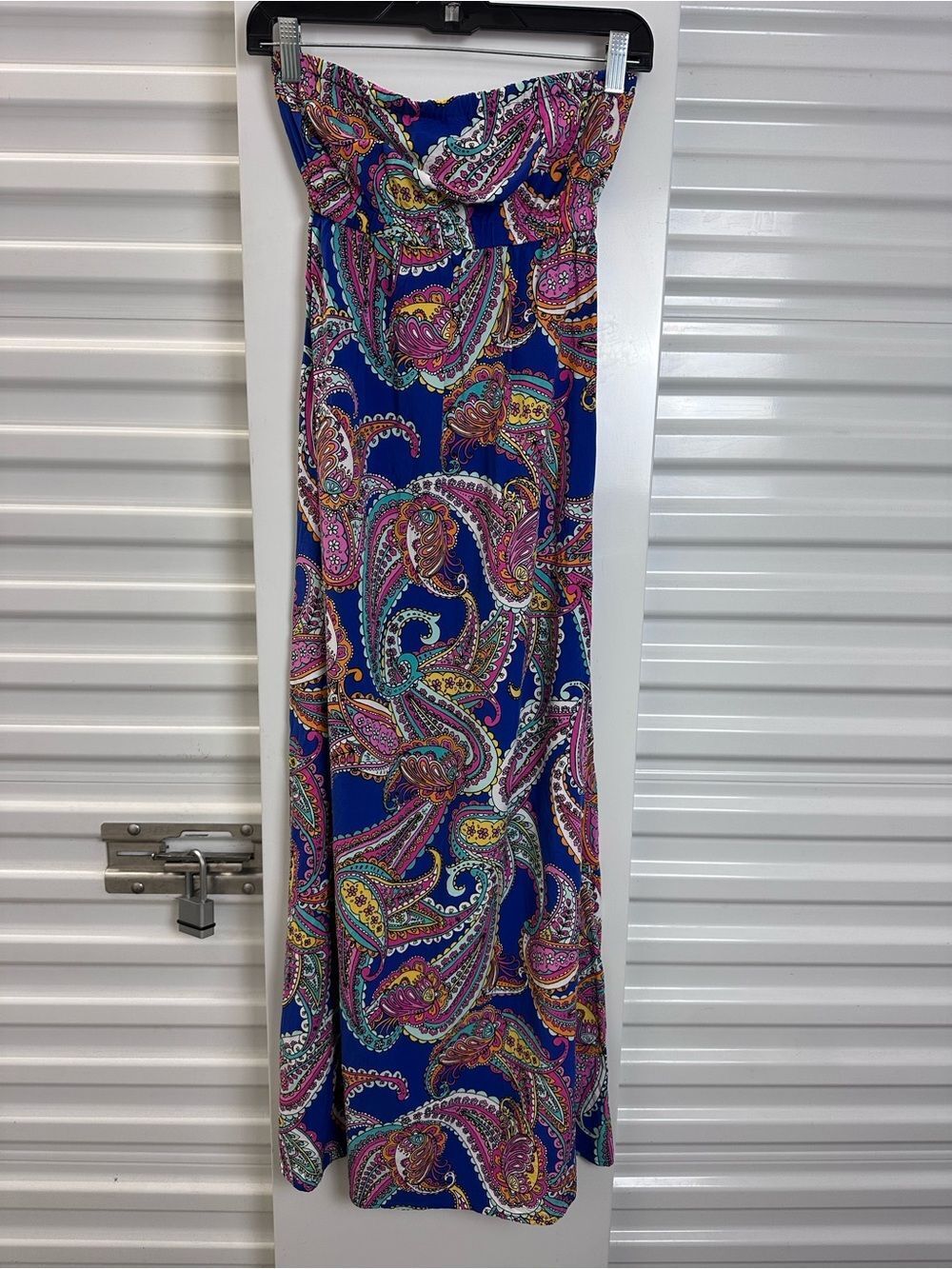 Banana Republic Factory Royal Blue Paisley Strapless Maxi Dress